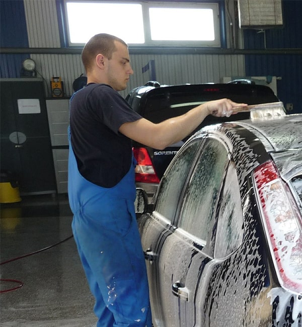 Man washing car